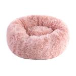 Donut Round Soft Fluffy Cat Bed , Cat Cushion Bed Plush Fur Material Grey / Pink