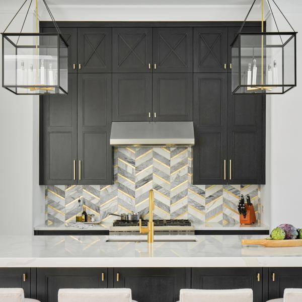American Modern High Quality Golden Handle Soft Close Black Shaker Kitchen Cabinets Complete Sets With Island
