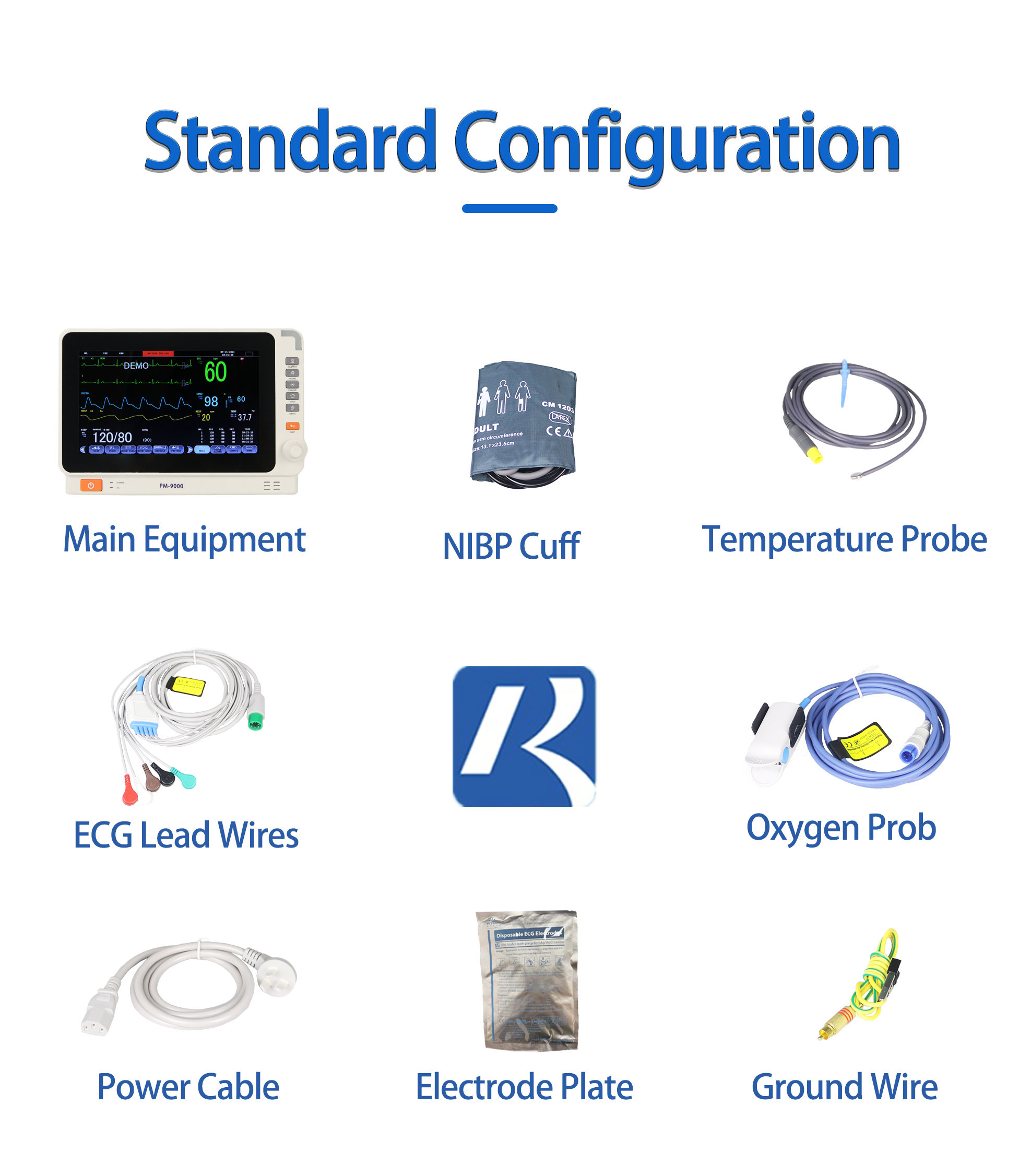 ISO13485 Certificated 6 Para Portable Patient Monitor With Sound Light And Word Alarm
