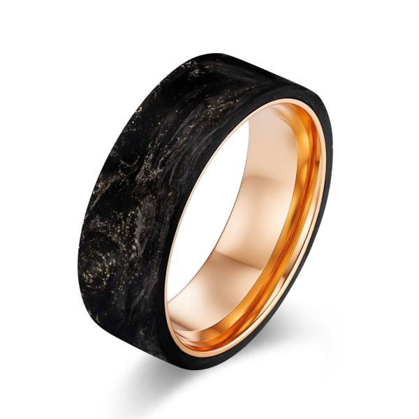 Forged Carbon Fiber Wedding Bands Coated Gold Powder and Rose Gold The Ultimate