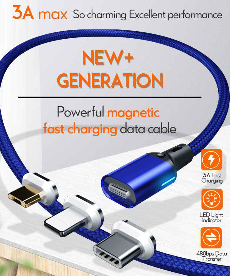 Square 180 Rotation OEM Magnetic USB Charging Cable Data Sync
