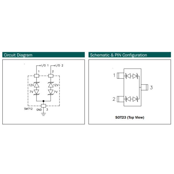 SM712.TCT Asymmetrical TVS Diode for Extended Common Mode RS-485