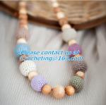 Ivory Nursing Necklace Crochet Bead Breastfeed Necklace Beige Wood Breastfeeding