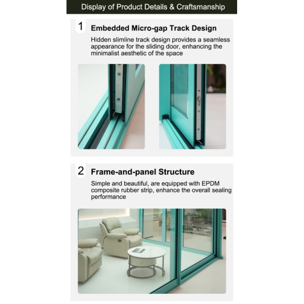 Interior Modern Sliding Door Stable Structure Easy Operation Windproof Waterproof Thermal Insulation Aluminum Material Long