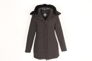 Wholesale Ladies bonded softshell longline coats, Women's longline jacket, High quality, Fur collar from china suppliers