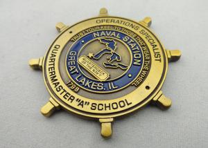 Wholesale Double Sided Copper, Iron, Brass Quarterdeck Coin with Soft Enamel, Antique Gold Plating from china suppliers