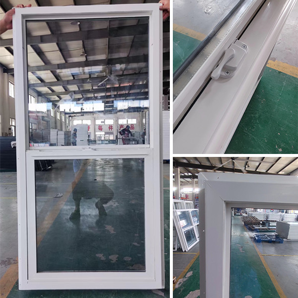 North American Latest Design Grill PVC Single Hung Window UPVC Plastic Glass