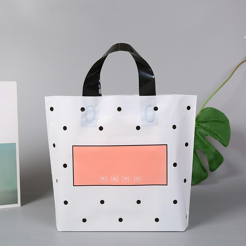 Logo Grocery Shopping Tote Plastic Soft Loop Handle Bag
