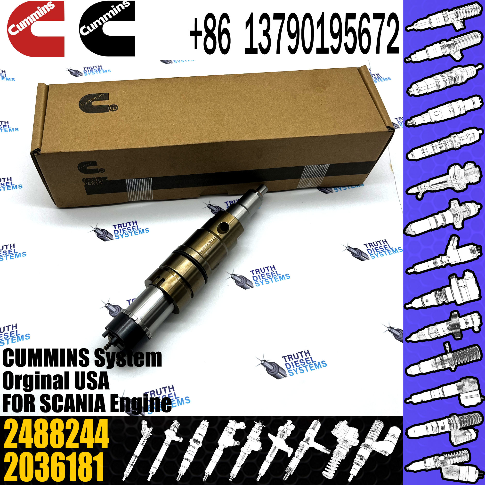 Diesel Fuel Injector 2488244 574232 574422 1846348 2036181 2872321 For scania