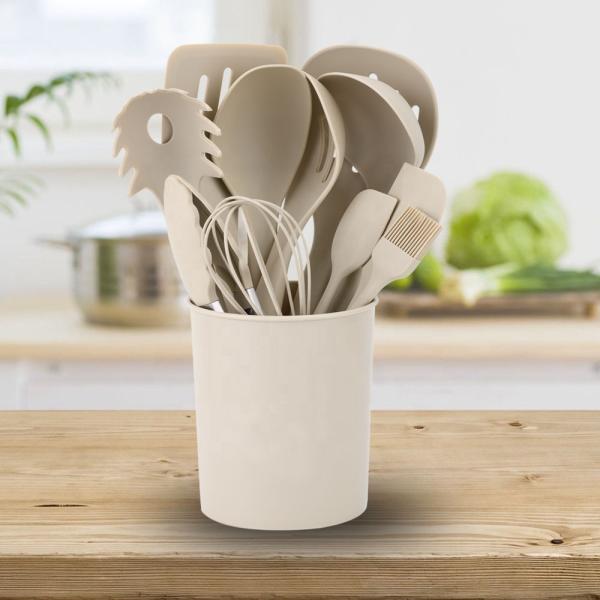 12PCS Non-stick Silicone Kitchen Utensils Set with Plastic Holder High End Cooking Gadgets