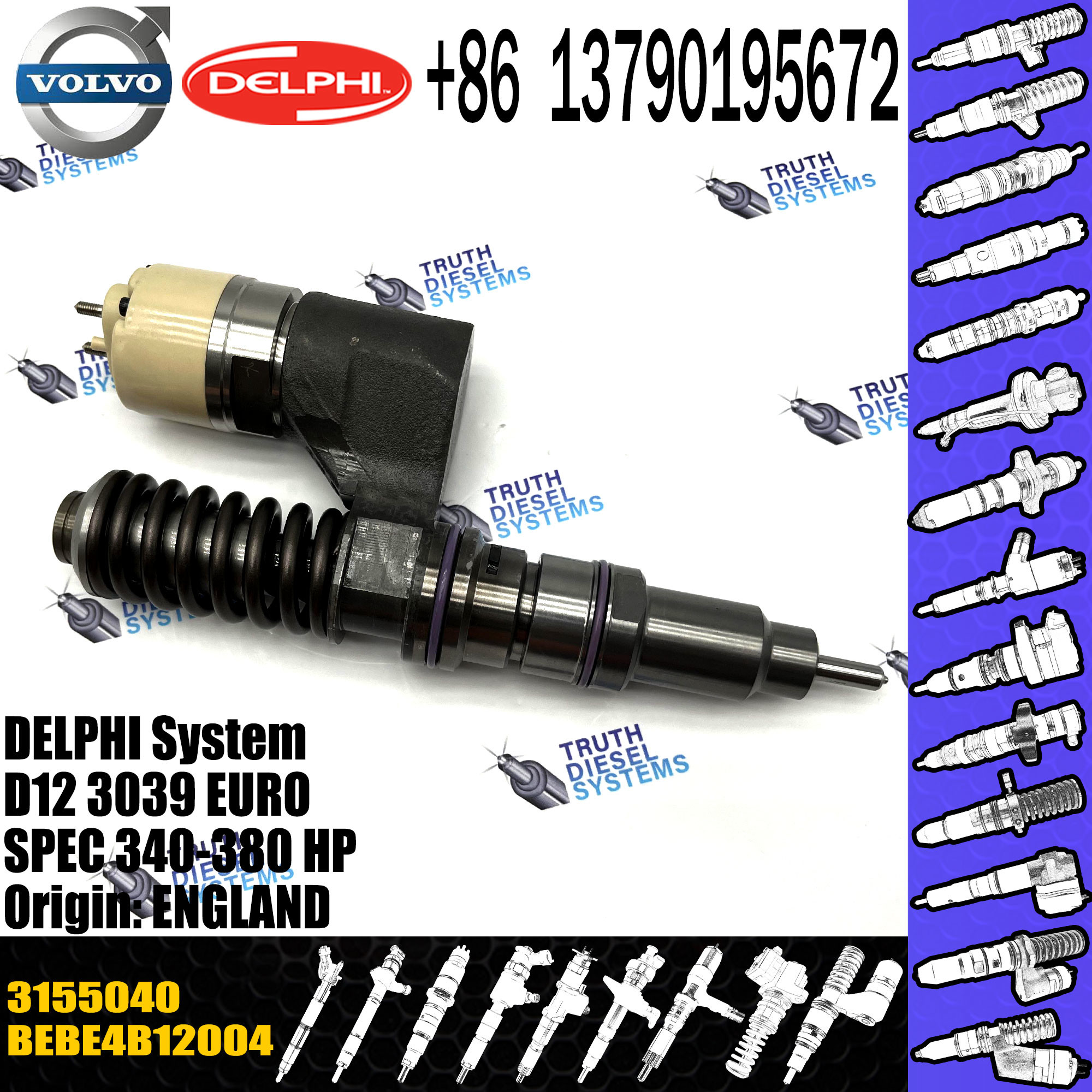 3155040 New Diesel Fuel Injector VOL FH12 3039 EURO 3155040 BEBE4B12001, 3155040 8113409