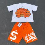 Custom Mens Screen Print Acid Vintage Wash Shorts Cropped Sublimation T Shirts
