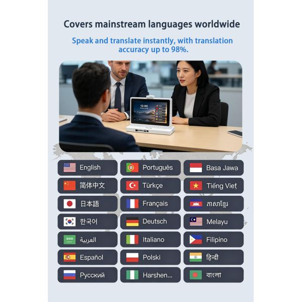 AI Language Translator Machine with 10-inch Dual Display Two-way Voice Interpreter for International Business and Travel Support