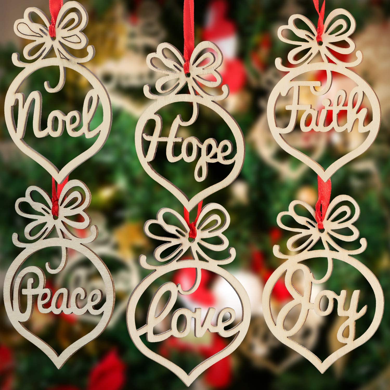 Wood Unfinished Ornaments for Christmas Holiday DIY Art and Crafts with Tags Wooden Christmas Decoration Finished for Christmas