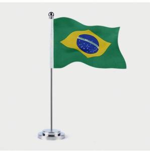 Wholesale 100% Polyester 30cm Satin Desk Flag Set Single Pole Stand CMYK Printing from china suppliers