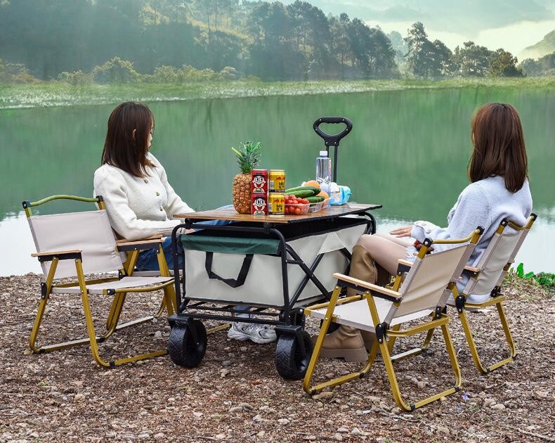 Kermit Chair Foldable Portable Ultra-Light Metal Chair, Portable Wood Beach Chairs, Outdoor Folding Chair