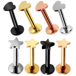 Wholesale High quality gold plated star heart shaped lip labret stud piercing jewelry from china suppliers