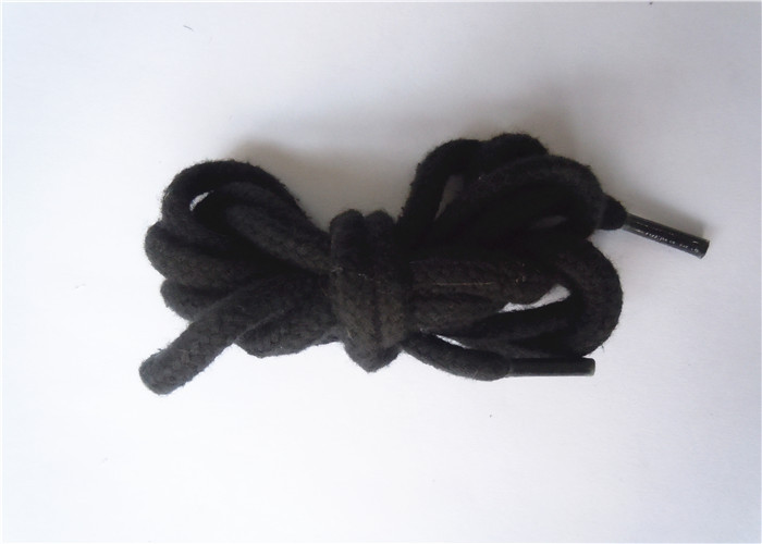 Nylon Waxed Flat Shoe Laces with Plastic Tips , High Tenacity