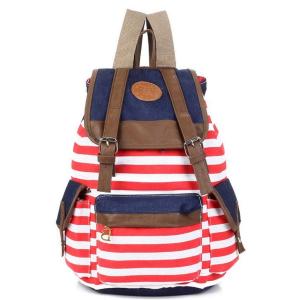 Wholesale Male and female striped canvas shoulder bag student backpack bags withdraw from china suppliers