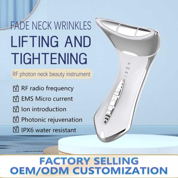 RF EMS Microcurrent Anti Aging Face And Neck Lifting Massager Red Light Therapy