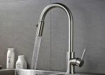 Pull Down Flexible Brushed Nickel Kitchen Faucet 10 - 90 Degree Working Temp