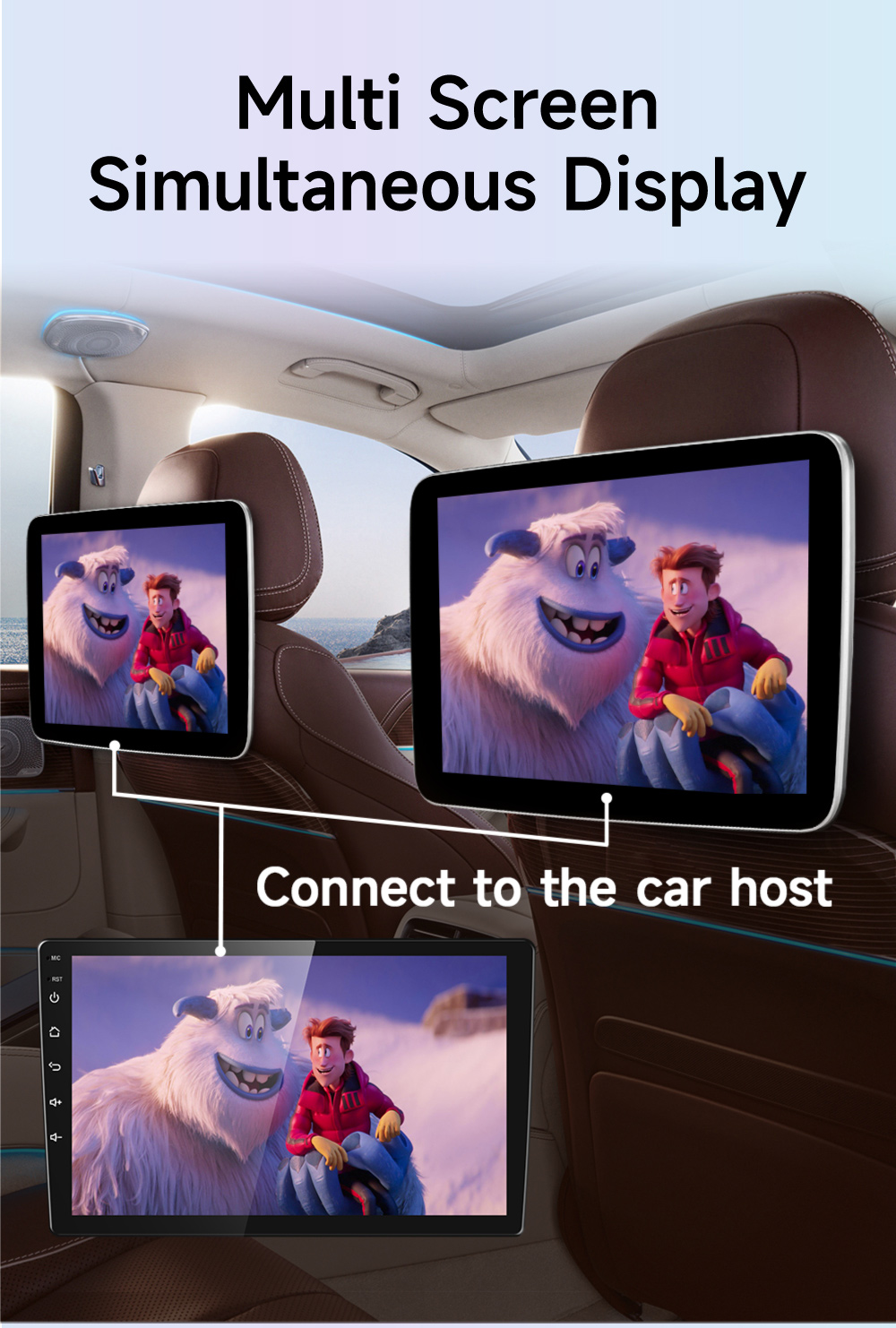 10 Inch Android 11.0 Headrest TV Monitor with WiFi/Bluetooth/USB/SD/HDMI FM MP5