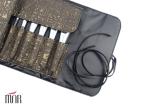 Gery Pu Leather Bag Package Makeup Brushes 16pcs With Aluminum Ferrule