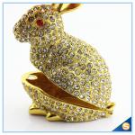 Handcraft Metal Rabbit Shape Trinket Box Full Of Rhinestone Lucky jewelry Box