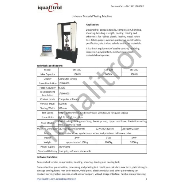 Computer Software Controlled Electronic Universal Material Testing Machine with Servo Motor
