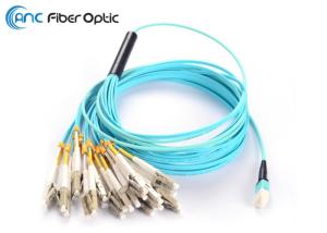 Wholesale Aqua Female 24F MPO Fiber Optic Cable Round 3.0mm 5M Breakout Patch Cord from china suppliers