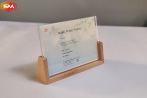 Wholesale New Style Clear Acrylic Sign Holder Photo Frame OEM With Wood Base Stand Diaplay from china suppliers