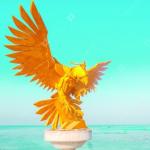 Golden Large Brass Falcon Sculpture Hand Forging Brass Eagle Statue