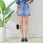 Women A Line Denim Mini Skirt With Pearls , Summer Short Jean Skirt for Ladies