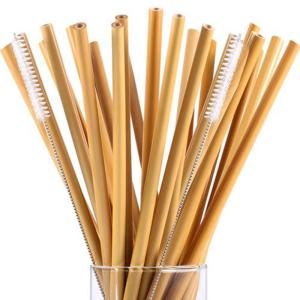 Wholesale Reusable Natural Bamboo Drinking Straws Durable Disposable And Biodegradable Includes Cleaning Brush from china suppliers
