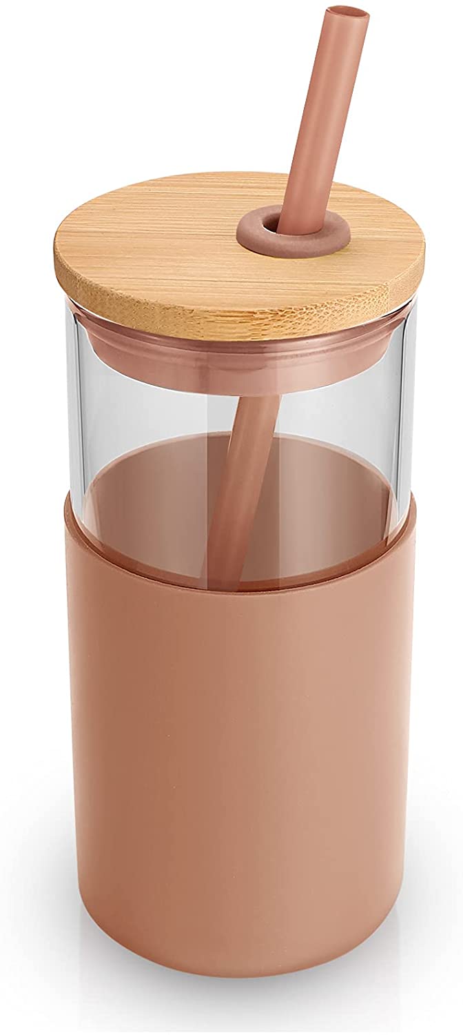 glass bottle with bamboo lid