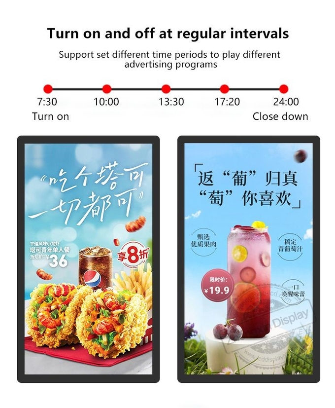 2GB RAM Wall Mounted Digital Signage With Autoplay Video Music Picture
