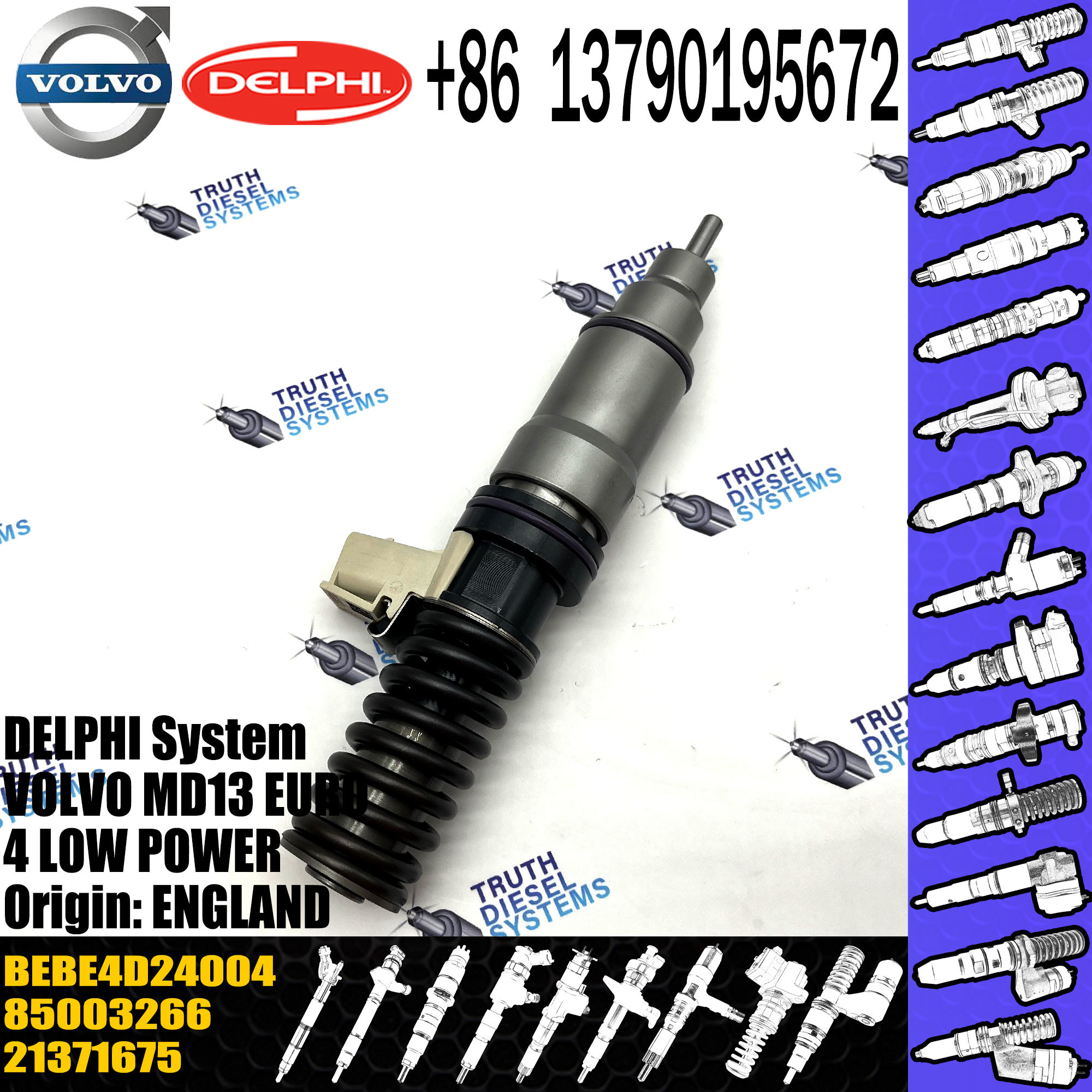 Diesel Fuel Injector 21371675 7421340614 21340614 85000872 85003266 BEBE4D24004 For VOL MD13 EURO4 HIGH POWER