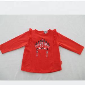 Wholesale Cotton Jersey Baby Printed T Shirts Frills Along Armholes from china suppliers