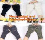 Pineapple Dot Women Knit Warm Winter Gloves Crochet Hand Warmers Computer