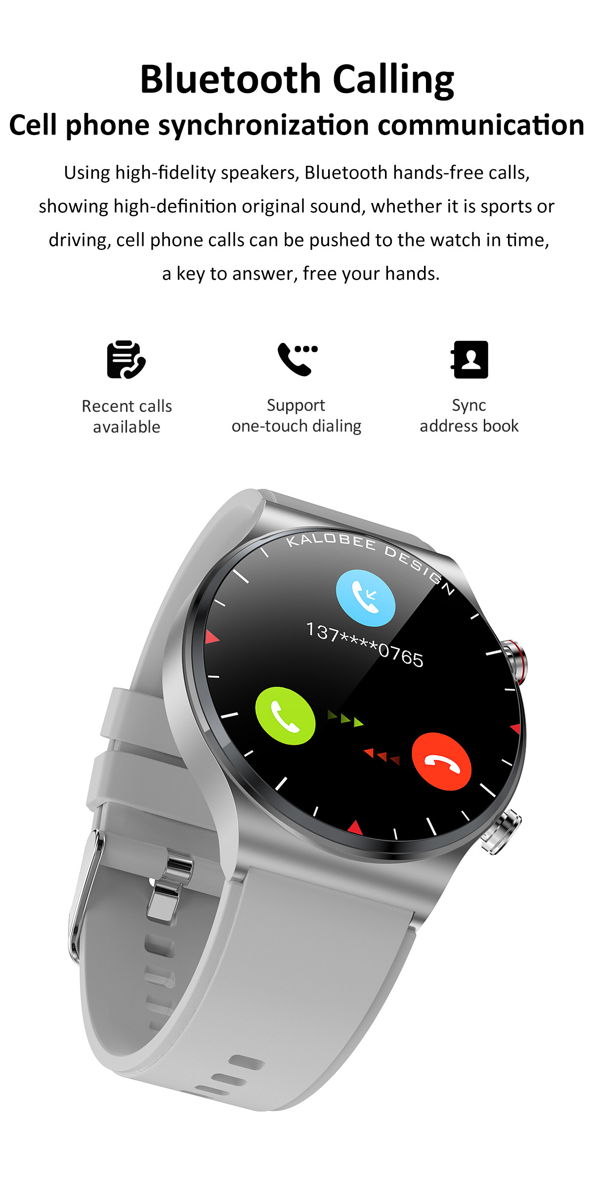 290mAH 1.3 Inch Bluetooth Sport Smartwatch IPS Screen