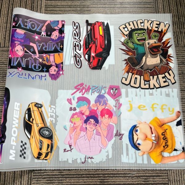 Premium Custom DTF Stickers – Machine Washable High Stretch Heat Transfer Printing for Brand Design