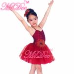 Children'S Tutu Skirts Wine Red Sequin Bodice Dress Matching Flowers Trim