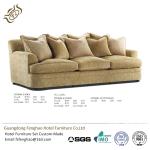 Contemporary Khaki Color 3 Seater Fabric Sofa High Density Sponge Cushion For