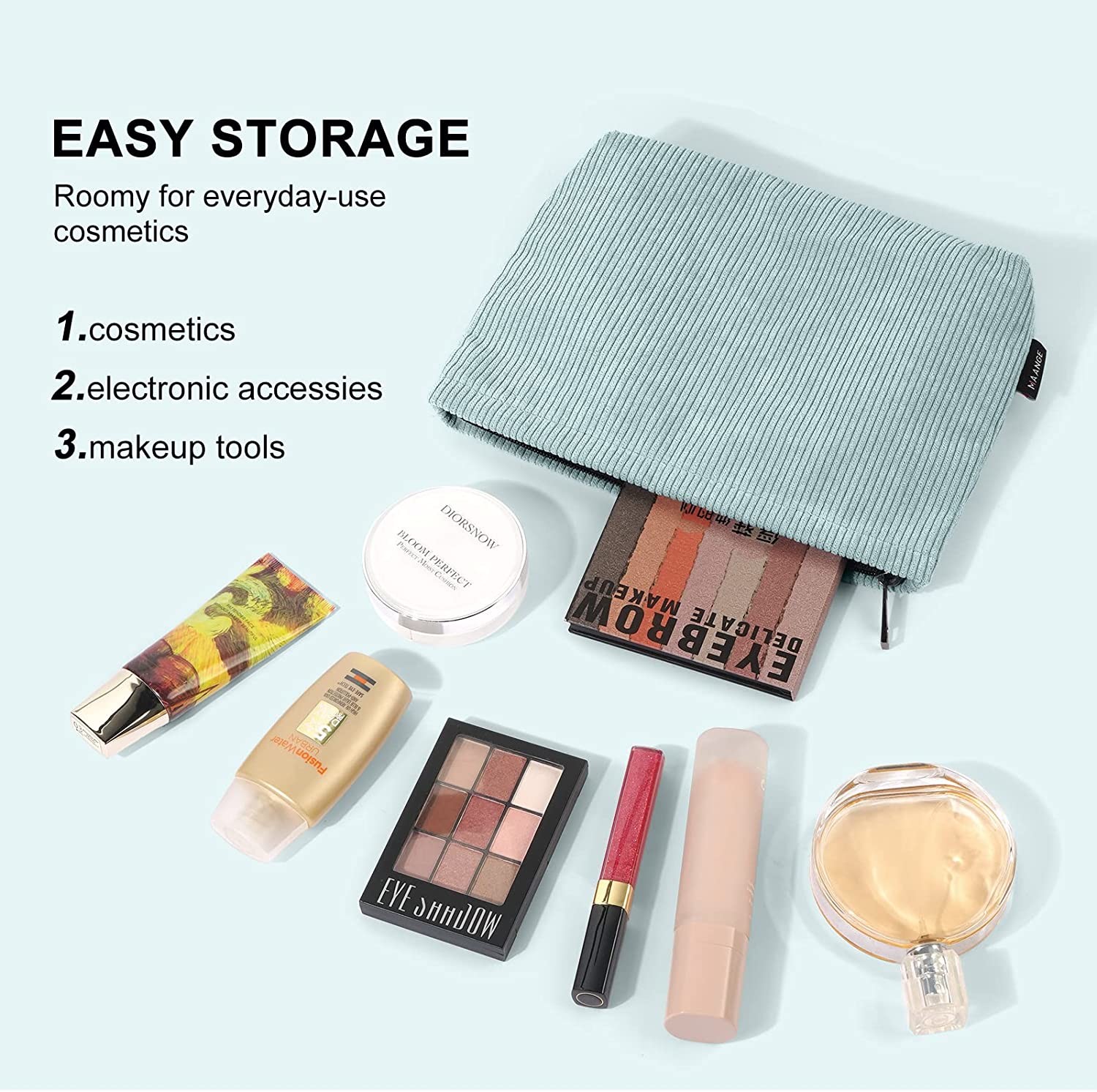 lager capaccity light weight corduroy toiletry bags