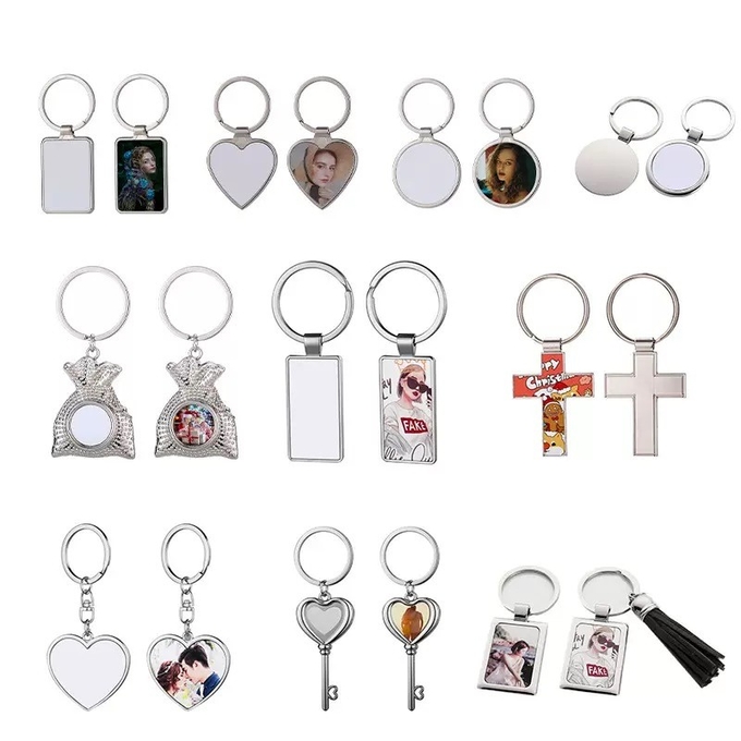Blank Sublimation Round Keyring Ornament With Tassel Lovers Gifts Creative Metal Keyring