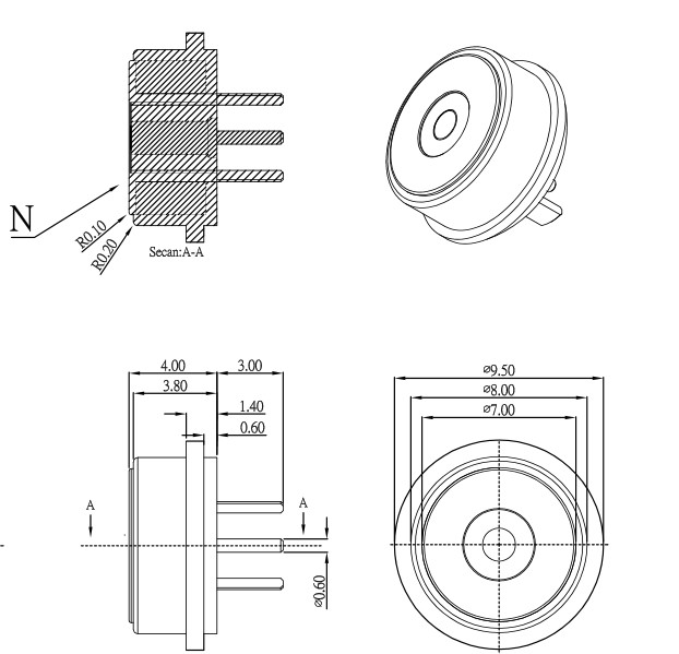 White LCP housing dia.8.0mm circular male female magnetic cable connector