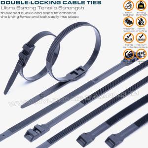 Wholesale Double Locking Cable Ties/Double Flat-Head Cable Ties, Black, Nylon (PA) 6.6, 760x9mm, 110lbs, 500N, Ø20~220mm, Outdoor Use from china suppliers