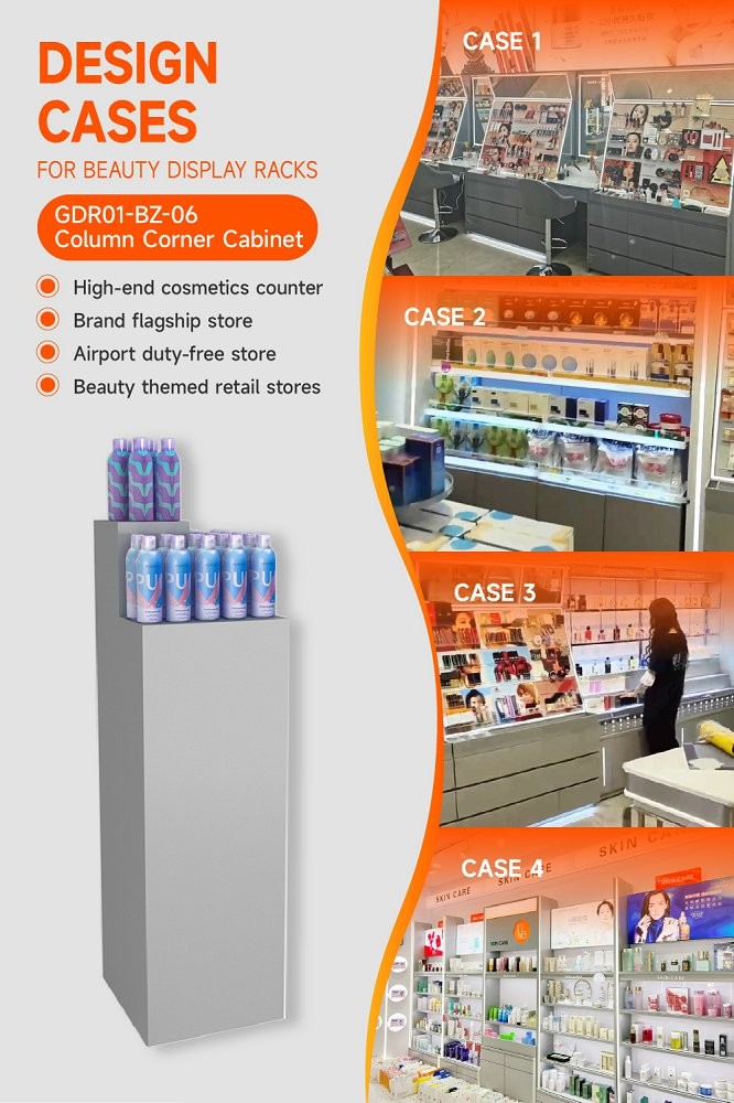 GDR01-BZ-06 Retail Display Column with High-Quality Wood and Grey Paint for Modern Retail Stores
