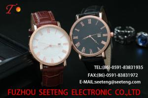 Wholesale wholesale customization Pu watch Round dial alloy case quartz watch fashion watch concise style black/brown pu strap from china suppliers