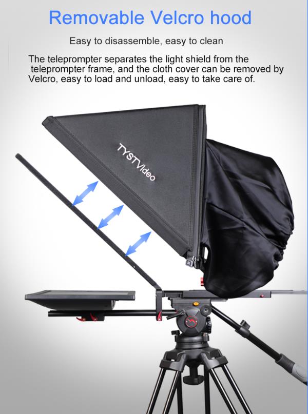 TS-200P Studio Single Mirror Monitor Teleprompter with Caster and Wireless Remoter